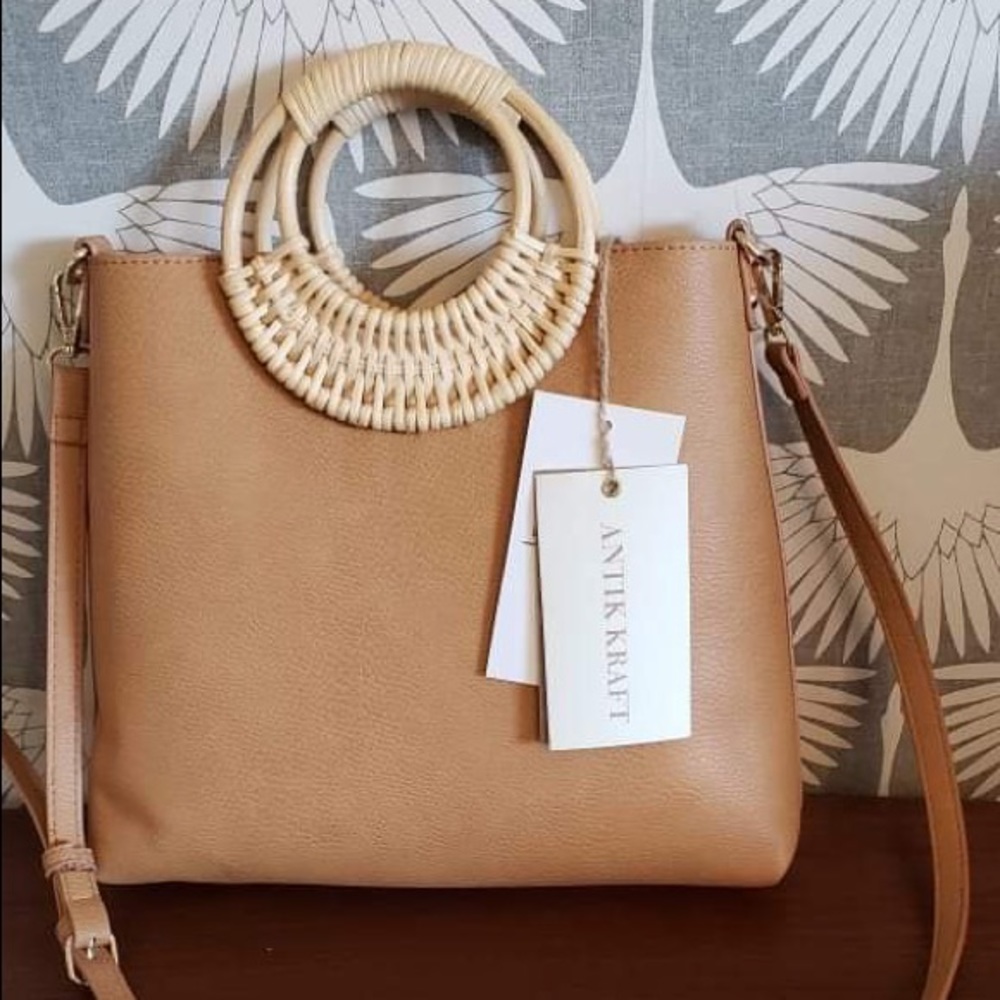 Bamboo style handled bag new with tags